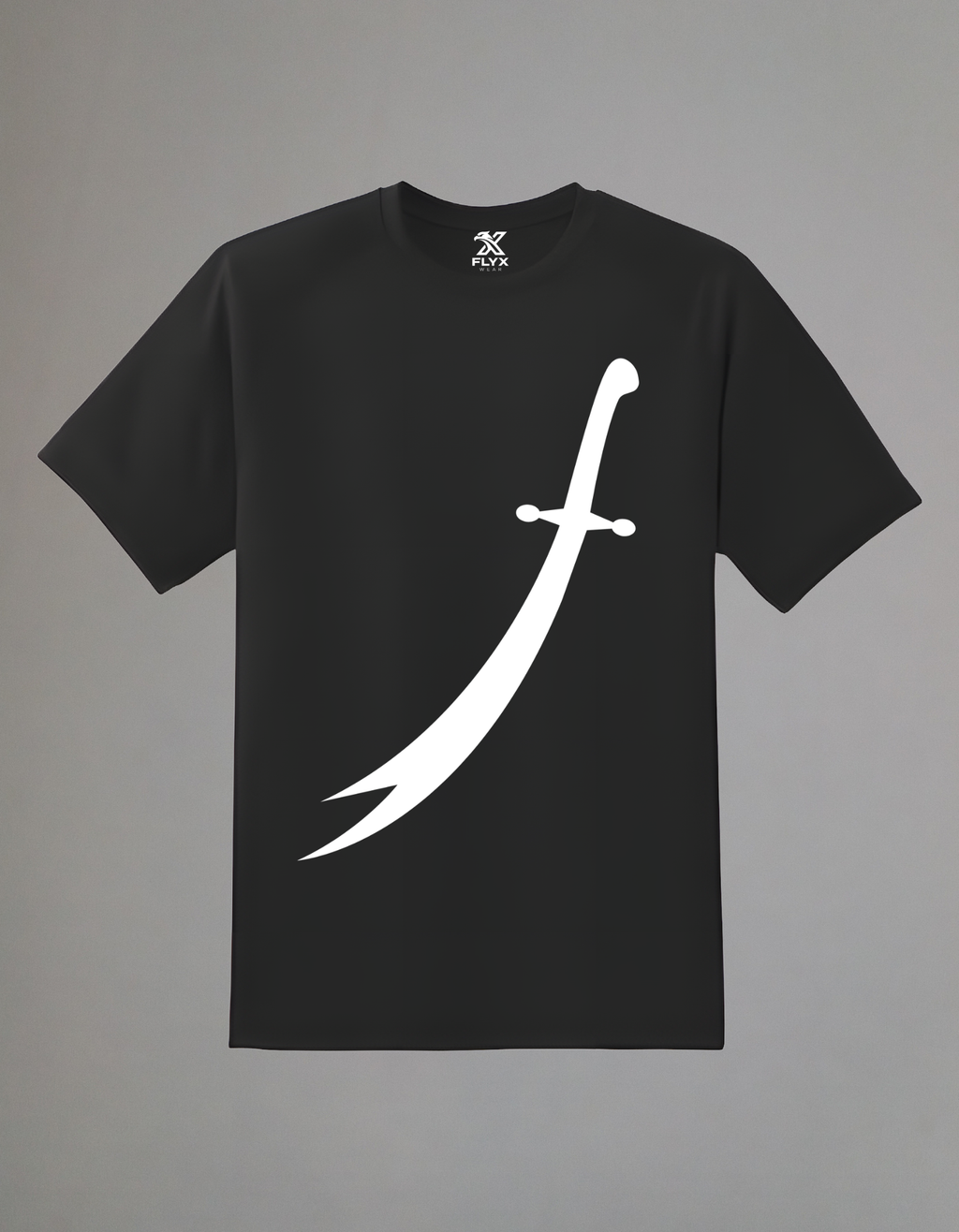 Zulfiqar warrior spirit graphic t-shirt front view with sword
