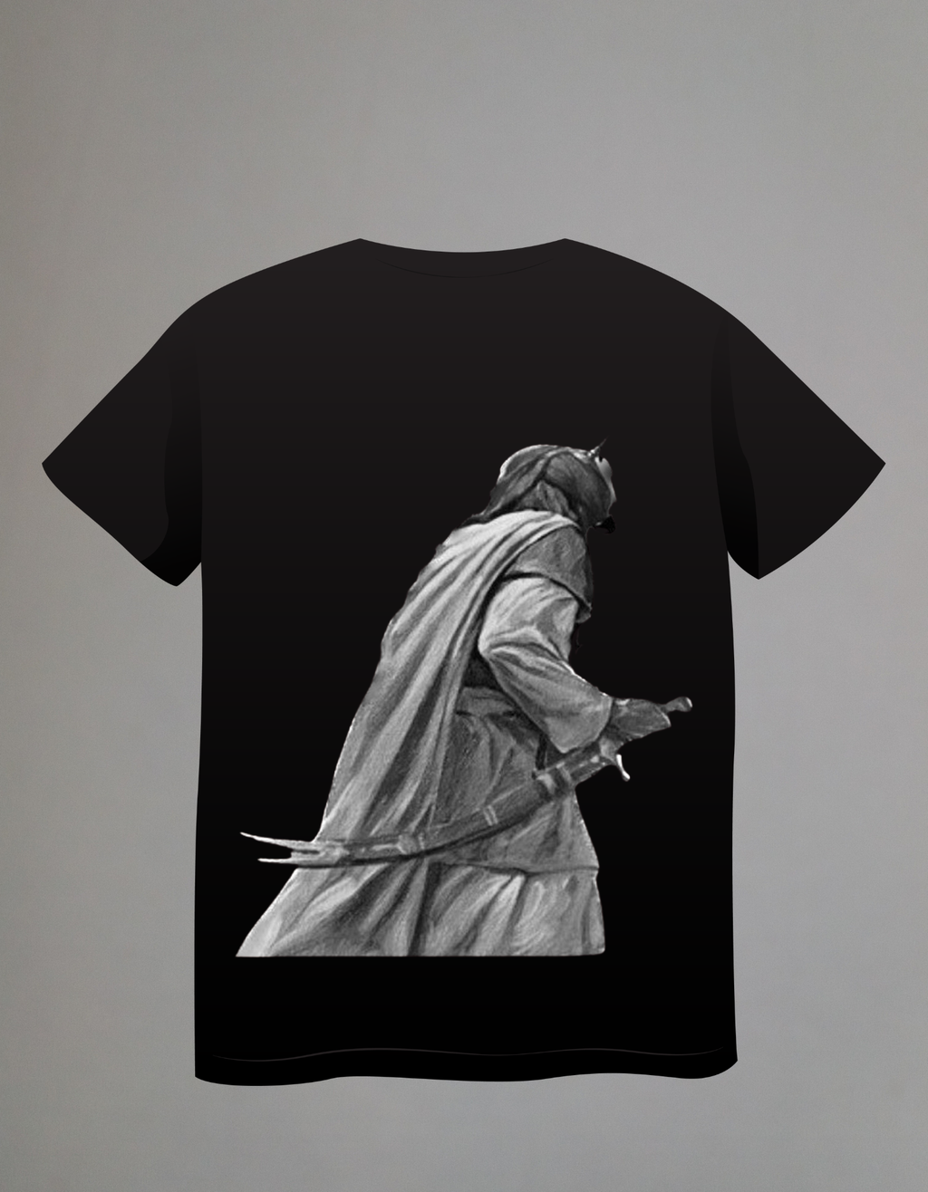 Zulfiqar warrior spirit graphic t-shirt back view with warrior artwork