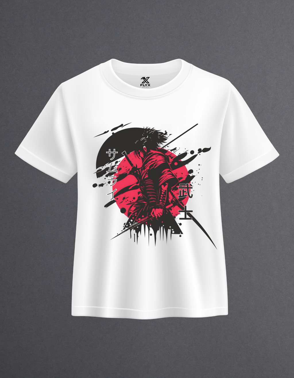 Samurai Spirit Japanese warrior graphic t-shirt front view
