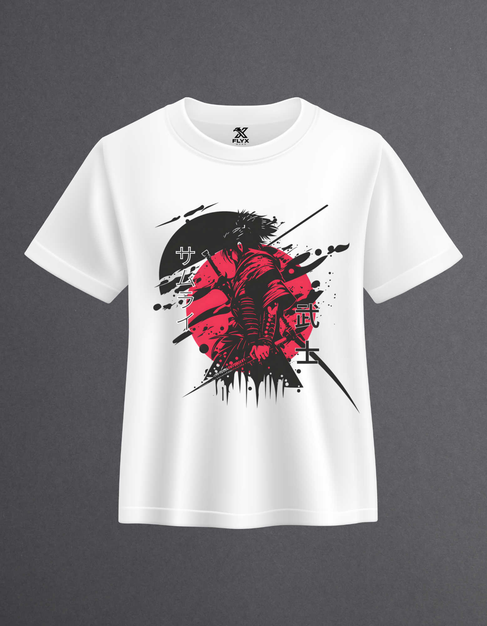 Samurai Spirit Japanese warrior graphic t-shirt front view