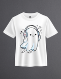 Ghosted by Vibes cute ghost graphic t-shirt front view