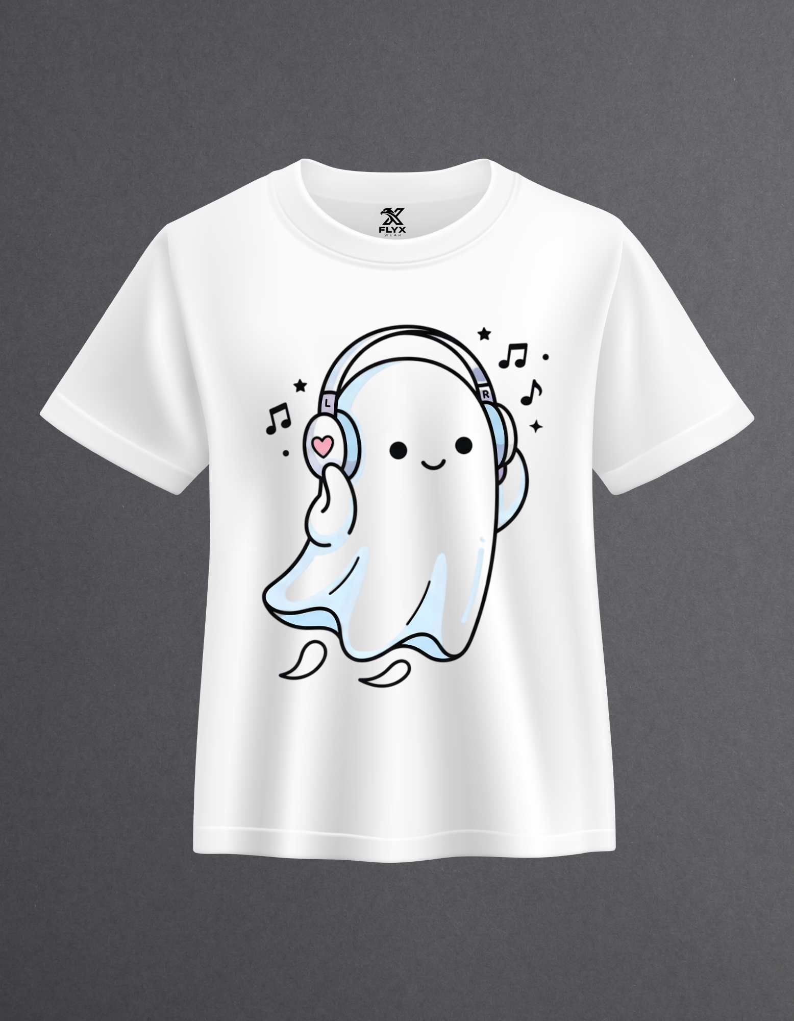 Ghosted by Vibes cute ghost graphic t-shirt front view